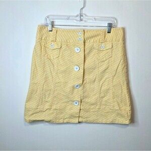 L.L. Bean Sunburst Yellow Coveside Canvas Button Up Skirt OJCN5 Size 10